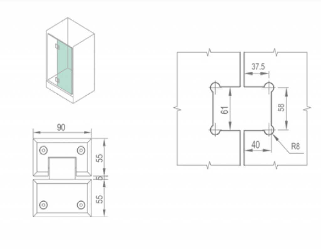 BẢN LỀ CABIN TẮM – WHY12050