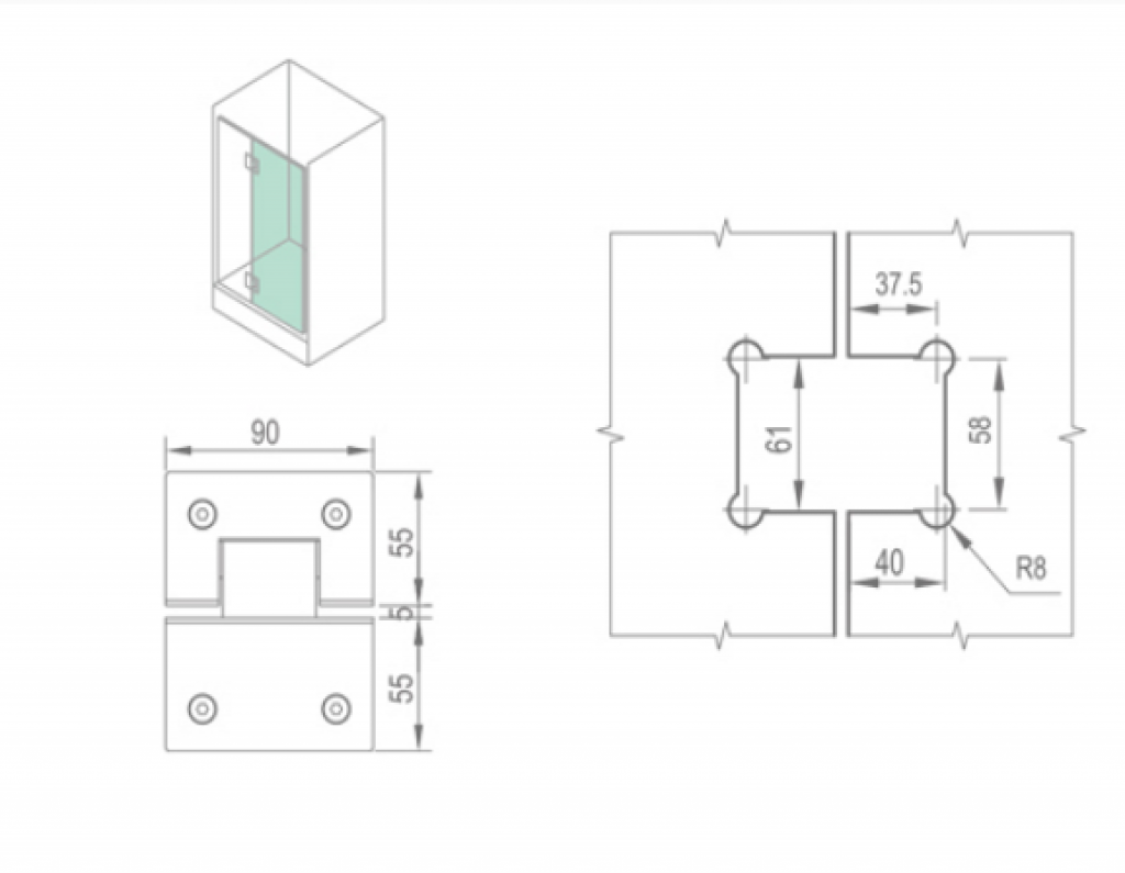 BẢN LỀ CABIN TẮM – WHY1105D